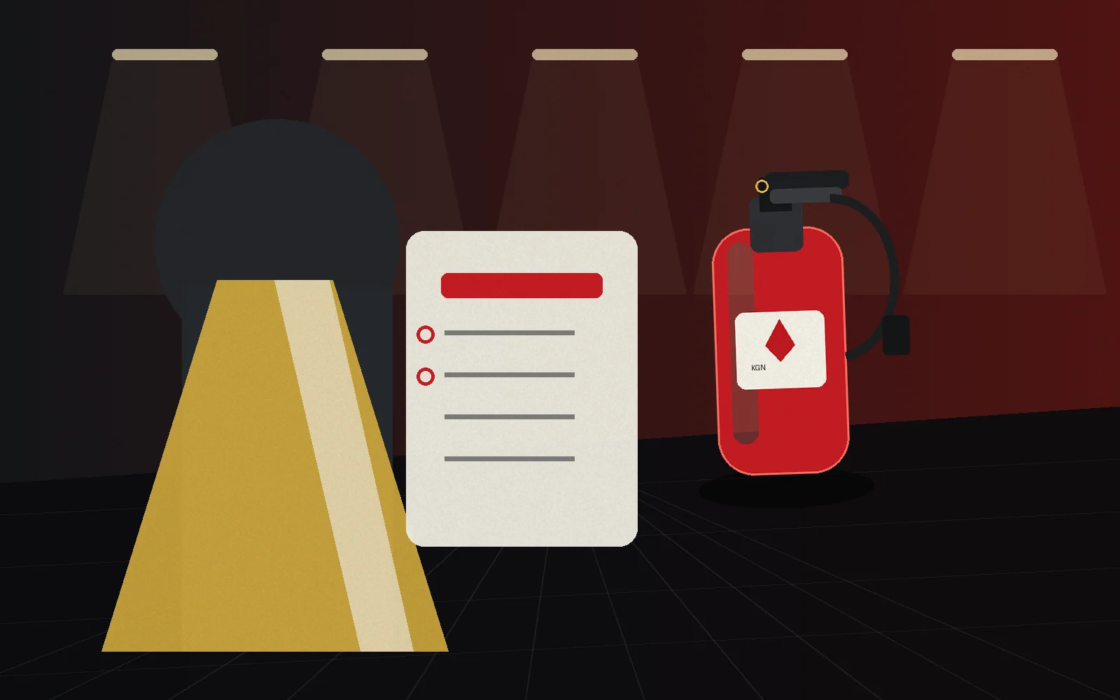 Fire safety equipment inspection and service illustration